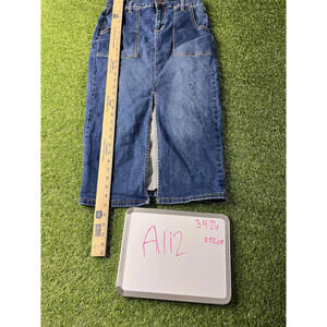 Divine Rights of Denim Blue Denim Skirt Size 7 Modest Jean Skirt Center slit